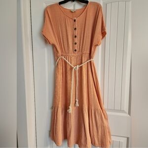 Short sleeve gauze midi dress